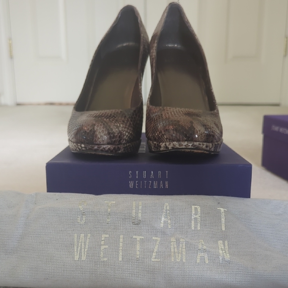 Stuart Weitzman Brown Heels with Pointed Toe and High Stiletto